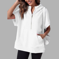 EMERLINDA™ – Relaxed Oversized Half-Zip Summer Hoodie - White