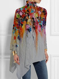 Dorothy | Oversized High Neck Lightweight Top - Light Grey