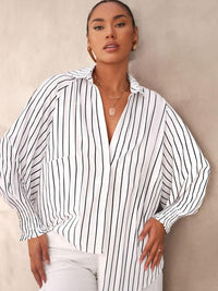 LIGAYA™ – Flowy Plus Size Casual Button-Up Top - White
