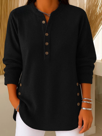 Eden | Button Henley Tunic - Black