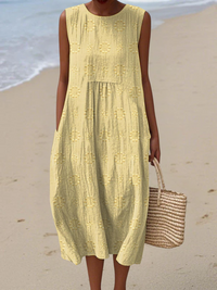 Rose | Embroidered Midi Dress - Yellow