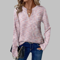 SHUKA™ - Cozy V-Neck Long Sleeve Blouse - Pink