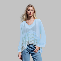 LEONA™ - Classy V-Neck Batwing Sleeve Cover-Up Top - Blue