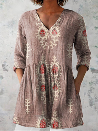 Elise | Long Blouse with V-Neck - Pink