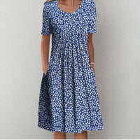 Gigi™ | Cotton Tummy Coverage Dress - Blue Flower