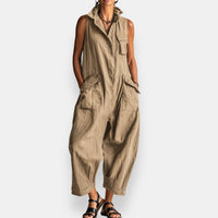 Geraldine - Oversized Sleeveless Jumpsuit - Khaki