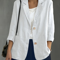 Margaret – Casual Cotton Blazer - White