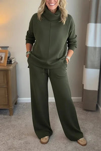 Colleen™ | Women Casual Turtle-neck 2 Piece - Green