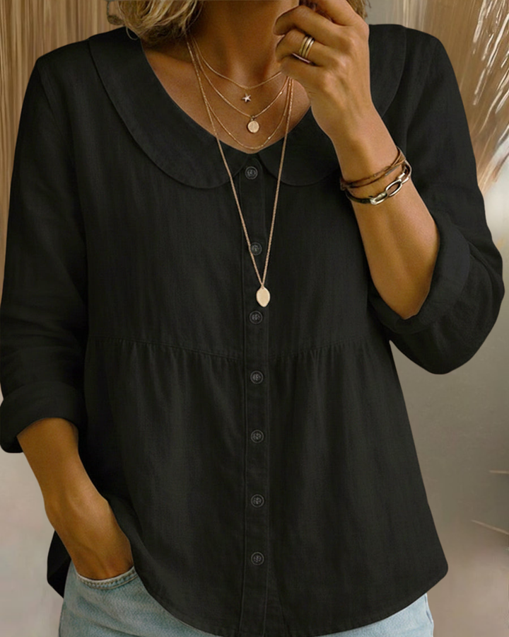 Arlira | Soft Linen Blouse with Peter Pan Collar