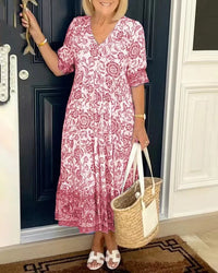 Keisha | Graceful V-Neck Floral - Pink