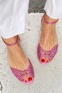 Jolina - Golden Woven Sandals - Pink