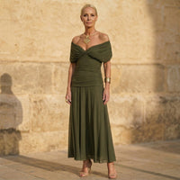Jade | Elegant Green Dress - Olive Green