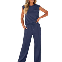 KAIYA – Casual Summer Lounge Co-Ord - Dark Blue