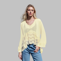 LEONA™ - Classy V-Neck Batwing Sleeve Cover-Up Top - Lemon Yellow