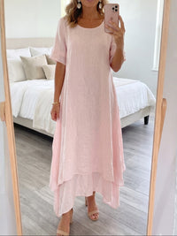 Aria Fluid Tiered Maxi Dress - Pink