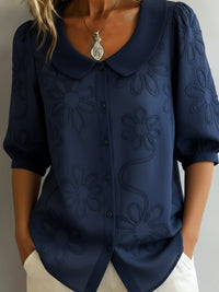 Kayleigh  | Light Floral Blouse Natural Elegance - Dark Blue