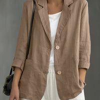 Margaret – Casual Cotton Blazer - Khaki