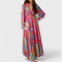 Ynah | Women Elegant Maxi Dress - Rose Red
