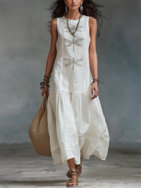 Geneva - Sleeveless Maxi Dress - White