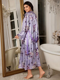 Kath | Women Floral Nightwear Set - Purple