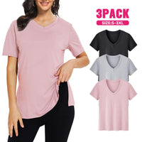 SELENA™ | Casual Loose Fit Tee Pack of 3 - Black/ Dawn Pink/ Light Grey