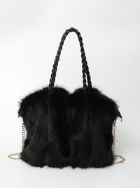 Bethany | Women Plush Velvet Shoulder Tote - Black