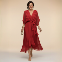 Monica | V-neck dress - Red