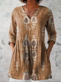 Elise | Long Blouse with V-Neck - Yellow