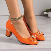 Evelyn | Classic Bow Heels - Orange