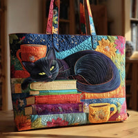 Handcrafted Bag | The Black Cat and the Books - 15" x 13.8"