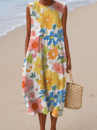 Pastel Floral Midi Dress by Ella™ - Multicolor