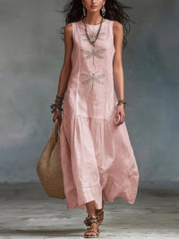 Geneva - Sleeveless Maxi Dress - Pink