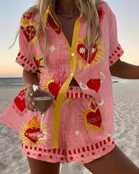 GEMMA | Gold Summer Short Set - Multicolour