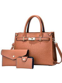 ALENOR™ – Crocodile Embossed Large Capacity Crossbody Handbag Set - Rusty Orange