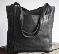 Pamela | Classic Leather Tote - Black