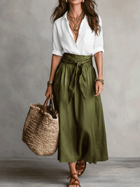 Effortless Elegance Boho Skirt Set - Green