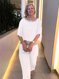 Nessa™ Classy Elegant Set | Relaxed Top and Wide-Leg Trousers - White