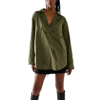 NISHA™ - Chic V-Neck Loose Fit Long-sleeve Top - Army Green