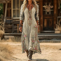 Evelyn | Vintage-Inspired Long Sleeve Casual Dress - Multicolor