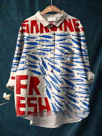 Isabella | Women's Vintage Fish Art Print Casual Shirt - Multicolour