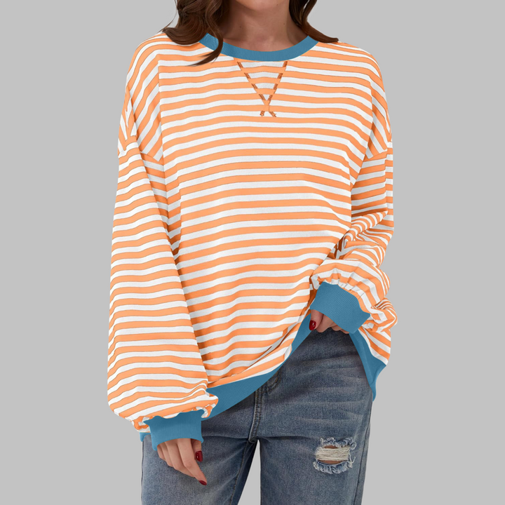 LUKA - Casual Long Sleeve Round Neck Striped Sweatshirt (Restocked)