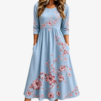 Sky Blossom Weekend Midi Dress - S
