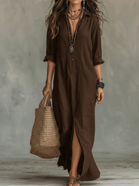 WILLOW | Effortless Maxi Dress Flattering Silhouette Versatile Daily Wear - Coffee brown