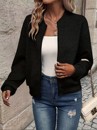 Linda™ | Textured Zip-Up Knit Jacket - Black