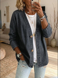 Dariah - Denim Button Coat - Black