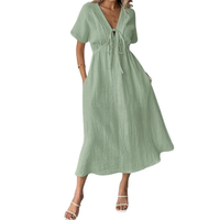 BREEANNE™ – Relaxed V-Neck Maxi Dress - Army Green