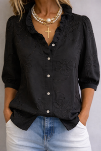 Nola | Floral Blouse - Black