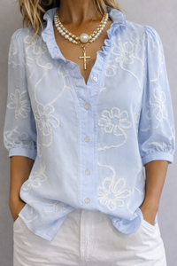 Orlaith | Floral Blouse - Blue