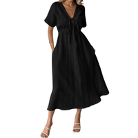 BREEANNE™ – Relaxed V-Neck Maxi Dress - Black