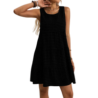 WYLA™ | Breezy Plaid Ruffled Sleeveless Dress - Black